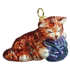 Joy to the World charity Here Kitty Kitty glass Christmas ornament 