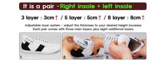 Height Insole Heel Insert Increase 8cm Adjustable Silicone gel Pad 