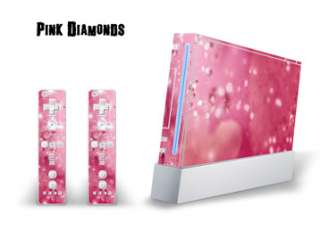 Skin Decal Cover Nintendo Wii Console + two Wiimote Controllers   Pink 