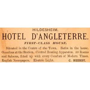 1908 Ad Hotel DAngleterre Hildesheim Lower Saxony Germany First Class 