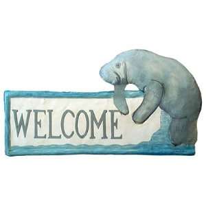  Hand Painted Metal Manatee Welcome Plaque from Recycled 