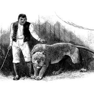 Engraving Showing a Lion King Animal Trainer, with a Female Lion, at 