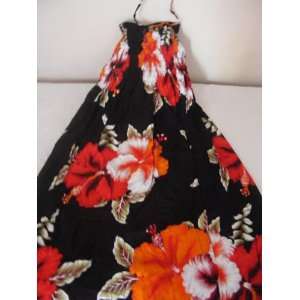   Summer Dress from Thailand  Black with Orange Floral Design (Long