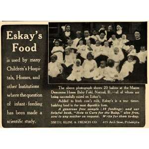  1909 Ad Smith Eskay Food Mason Deaconess Home Baby Fold 