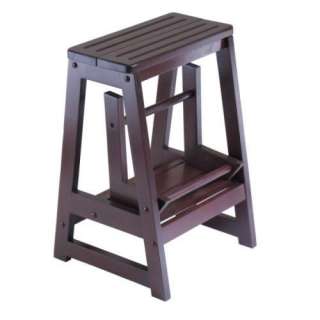 New Solid Wood Double Step Stool   Antique Walnut  