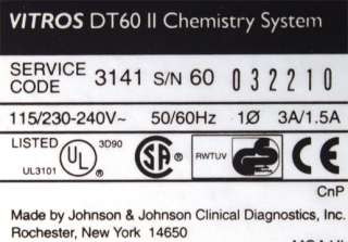 Johnson & Johnson Vitros DT60 II Chemistry System J&J / CDM/CLM  