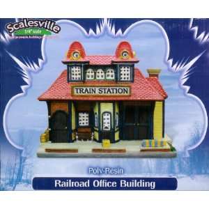 2008 Train Station Railroad Office Christmas Village Lighted Building