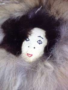 Vintage Hand Made Native American Inuit Eskimo Doll 14.5h  