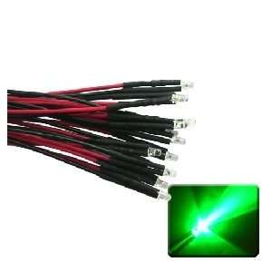  Qty 10  LED Lights  3mm pre wired 12 volt leds  12V Green 