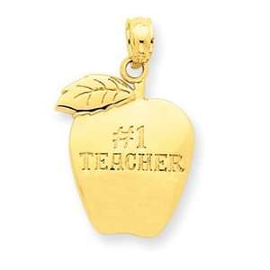  14k Number 1 Teacher Apple Pendant   JewelryWeb Jewelry