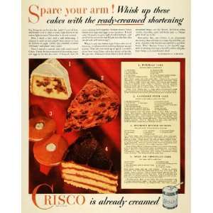  1933 Ad Crisco Cake Recipes Winifred S. Carter Baking 