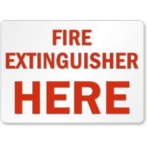  Fire Extinguisher Here Laminated Vinyl Sign, 5 x 3.5 