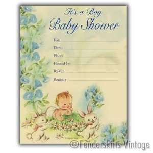  Vintage Baby Boy Bunny Shower Invitations Baby