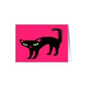 FRAIDY CAT PINK BACKGROUND Card