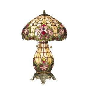   Lazlo Table Lamp, Antique Bronze and Art Glass Shade