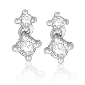 14k White Gold You and Me Round Diamond Earrings (0.33 cttw, I J color 