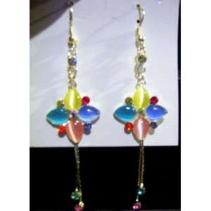    Multi Colored Drop Earrings   Costume Jewelry 