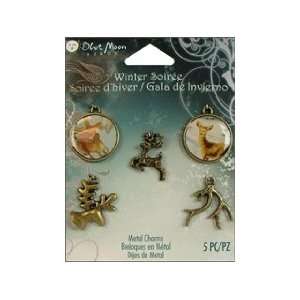   Winter Soiree Metal Deer Oxidized Brass 5pc Arts, Crafts & Sewing