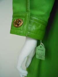   CASHIN Lime Green Canvas/Leather Aline Coat New Old Stock 10  