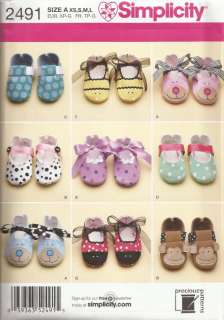 S2491 Simplicity BABY CRIB SHOES Pattern 9 Styles Infant  
