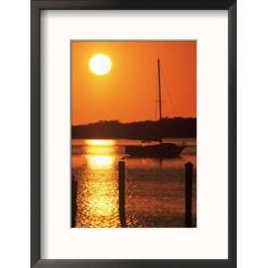  Sunset and Sailboat, Islamorada, Florida Keys Framed 