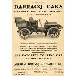 1903 Ad American Darracq Automobile Co. Touring Car   Original Print 