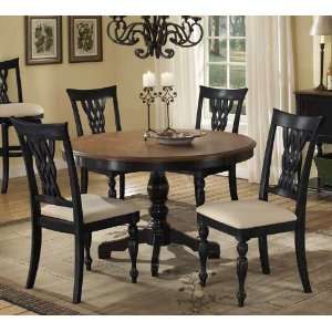  5pc Dining Set with Carved Legs in Rubbed Black Finish 