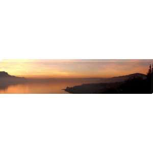 Leman panorama   Montreux, Vaud, Switzerland   Wrapped Canvas Sunset 
