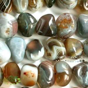  LOT OF 10 PREM BOTSWANA AGATE 10X18MM NUGGET GEM BEAD 