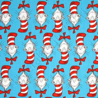   Seuss Suess The Cat In The Hat Allover Blue   18x44 REMNANT  