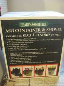 GW Metal ASH CONTAINER AND SHOVEL SET 01241 fireplace stove wood ashes 