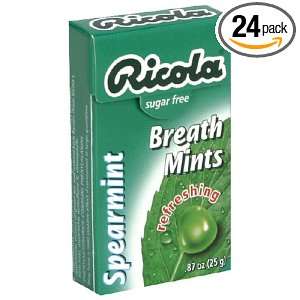 Ricola Breath Mints, Spearmint, 0.87 Ounce Boxes (Pack of 12)