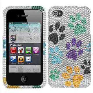 Apple iPhone 4S Sprint Verizon AT&T Dog Paw Bling Hard Case Cover 