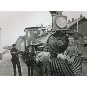 Freight Train of the Central Pacific Railway with Crew at Mill City 