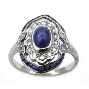    Antique Style Diamonds and Sapphires Ring Avi Arazi Jewelry