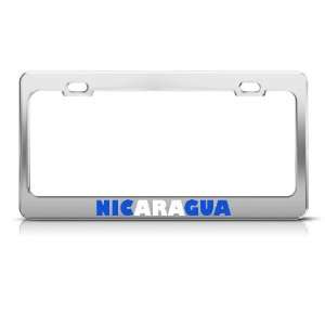  Nicaragua Flag Country Metal License Plate Frame Tag 