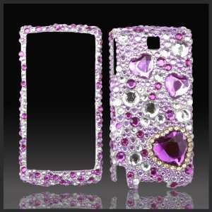  Purple Jewel Hearts Silver Cristalina crystal bling case 