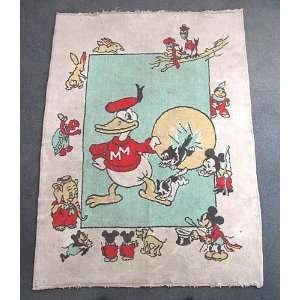  Antique Disney Silly Sympohnies Rare Rug Carpet 1930s 