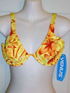 NWT VeNus sz C Yellow Orange Continuous Swim Bikini Top  