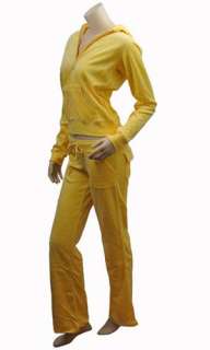 Yellow Velour Track Suit, Comfy Sweater Hoodie + Pants  
