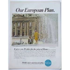  1967 Pan Am Airlines Rome Piazza San Pietro Print Ad (2692 