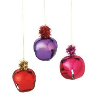  Pack of 6 Red Fuchsia and Purple Bell Christmas Ornaments 