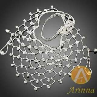 ARINNA noblest fashion earrings necklace set 18K WGP Swarovski clear 