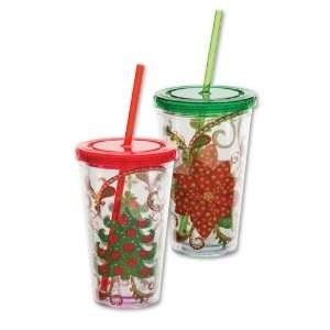  Reusable Acrylic Insulated Tumblers With Lids And Straws 