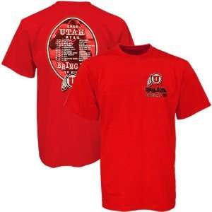  Utah Utes Red 2008 Football Schedule Graphic T shirt 
