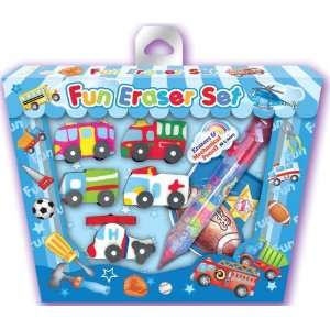  Fun Eraser Set Cars Includes 5 Erasers Pencil and Pad 