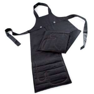Royal VKB Mitten Apron, Apron with Built in Oven Gloves, Black Cotton 