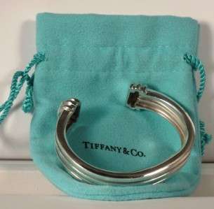 TIFFANY & CO Sterling ATLAS Cuff Bracelet   Tiffany Pouch   GAL 