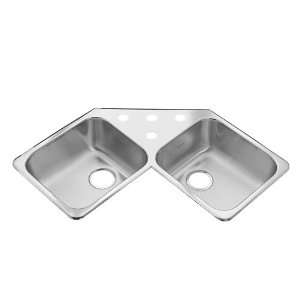   Drop In 43.4375 Inch x 23.375 Inch Double Corner Bowl Kitchen Sink