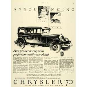  1926 Ad Fred Cole Art Antique Chrysler 70 Automobile 